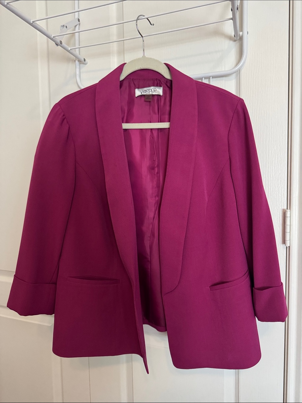Kasper Women's Bright Fuchsia Open-Front Blazer